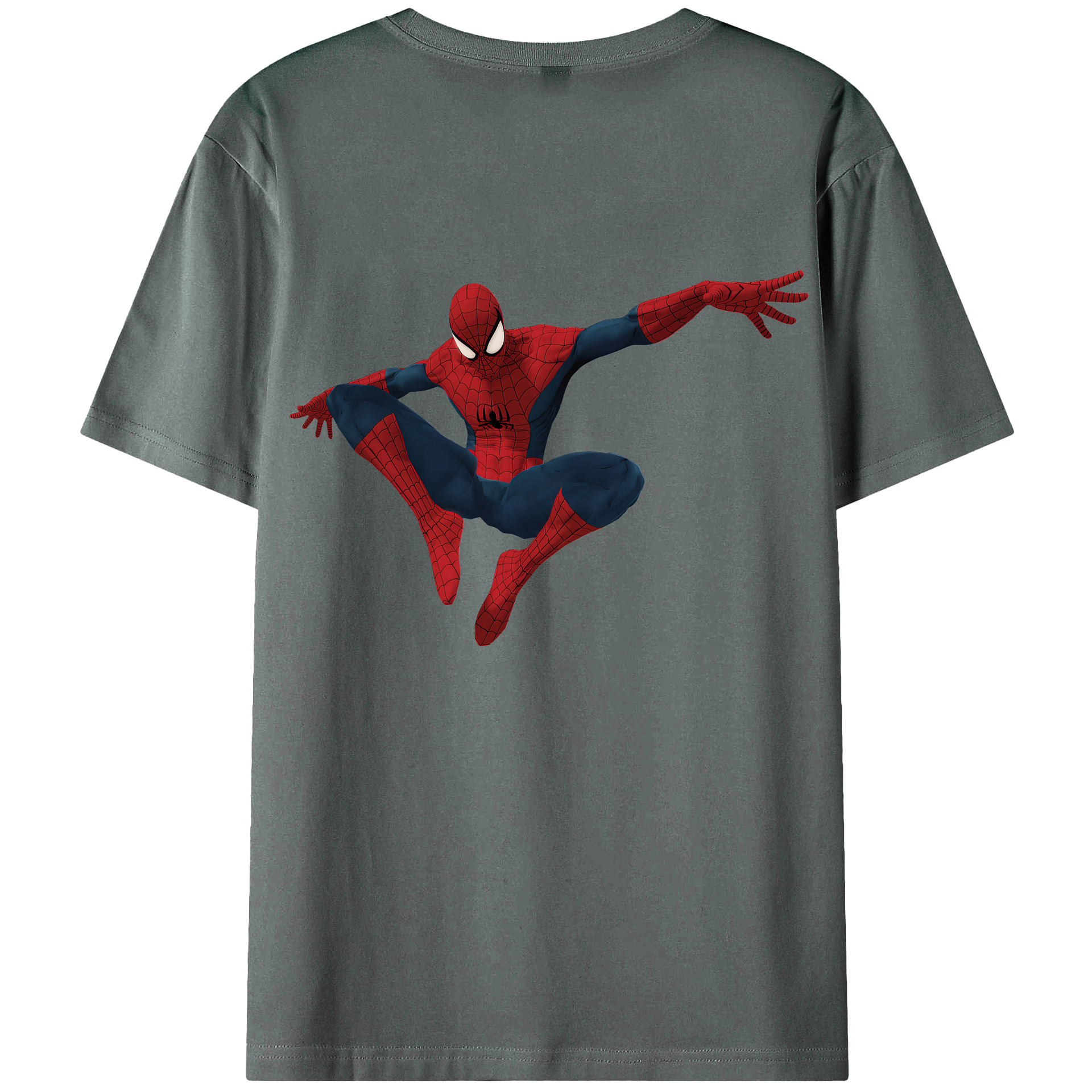 （画像用） Spider Man スパイダーマン 綿100％ メンズ半袖Tシャツ（バックプリント） 通気性